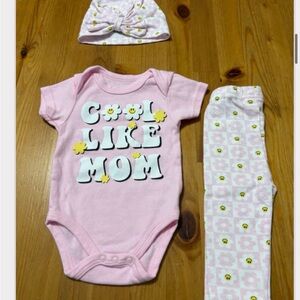 2/12$ Pink Baby Outfit Set with Hat
